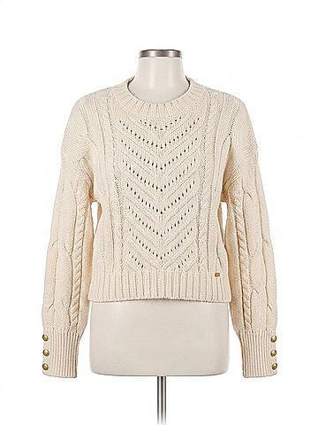 L'Agence Storm Cable Knit Sweater in Ivory/Gold (view 1)