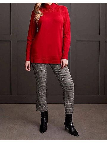 Tribal Cowl Neck Sweater in Red (view 2)