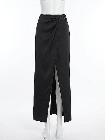 L'Agence Emmarie Maxi Wrap Skirt in Black (view 1)