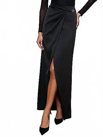 L'Agence Emmarie Maxi Wrap Skirt in Black (view 2)