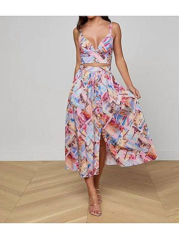 L'Agence Seina Midi Skirt in Multi (view 2)