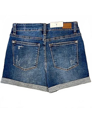 Judy Blue Women's Hi-Rise Star Patch Shorts in Blue (view 2)
