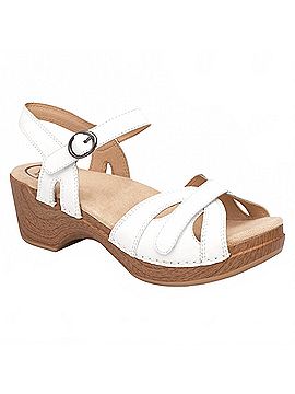 Dansko Women's Season Full Grain Sandal in White (view 1)