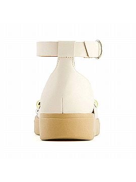 Andrea Women's Ankle-Strap Semi-Closed Flat Sandal in Bone (view 2)