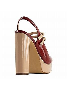 Andrea Women's Mary-Jane Heeled Sandals in Red/ Tan (view 2)
