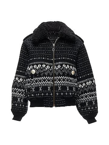 Louis Vuitton Louis Vuitton LV logo intarsia argyle wool boxy aviator jacket (view 1)