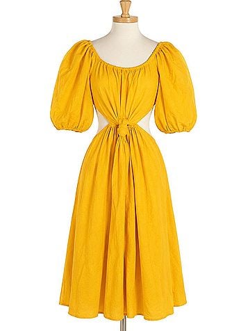 FARM Rio Yellow Midi Knot Dress Casual Dress (view 1)