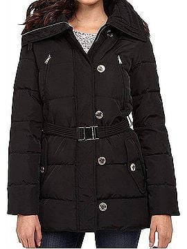 Michael Kors Fur Trim Hooded Down Coat in Black (view 2)