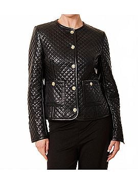 Dolce Cabo Faux Leather Quilted Jacket in Black (view 2)
