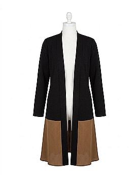 Ripley Rader Ponte Knit Color Block Smoking Jacket in Black/Camel (view 1)