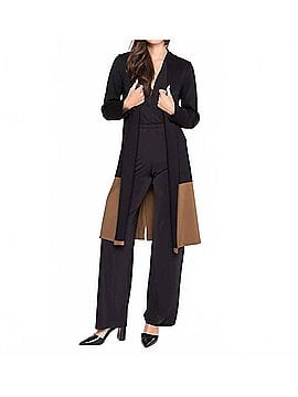 Ripley Rader Ponte Knit Color Block Smoking Jacket in Black/Camel (view 2)