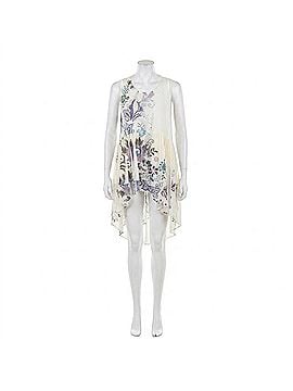 Origami Embroidered Floral Hi Low Vest in Cream/ Floral (view 1)