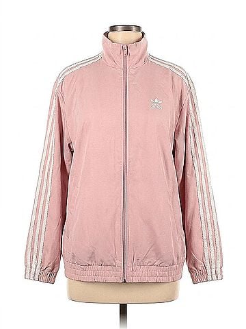 Adidas Striped Track Jacket in Pink (view 1)