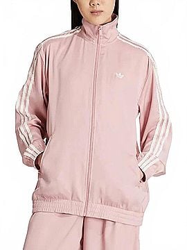 Adidas Striped Track Jacket in Pink (view 2)