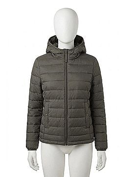 Love Tree Hooded Light Puffer Jacket in Olive (view 1)