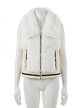 Metric Knits Faux Fur Zip Up Vest in Ivory (view 1)