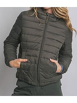 Love Tree Hooded Light Puffer Jacket in Olive (view 2)