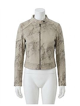 Marrakech Bowery Distressed Suede Moto Jacket in Wisteria (view 1)