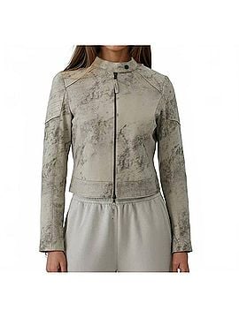 Marrakech Bowery Distressed Suede Moto Jacket in Wisteria (view 2)