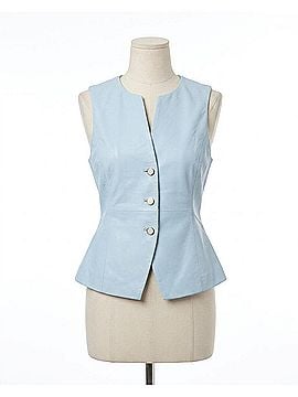 Allison Oliver Leather Vest in Powder Blue (view 1)