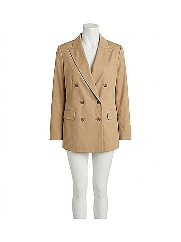 Ralph Lauren Women's Double-Breasted Cotton Twill Blazer in Tan (view 1)
