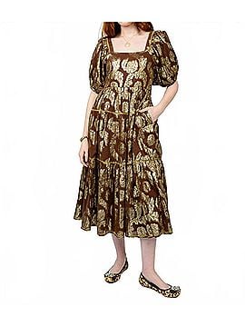 Sister Mary Metallic Rose Midi Dress in Brown (view 2)