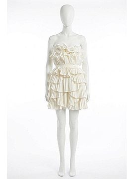 AMUR Reed Pleated Shell Mini Dress in Ivory (view 1)