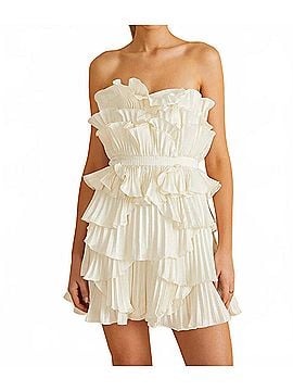 AMUR Reed Pleated Shell Mini Dress in Ivory (view 2)