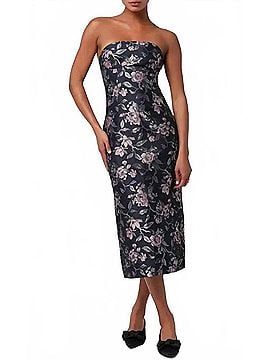 Lulus Perla Jacquard Strapless Midi Dress in Blue (view 2)