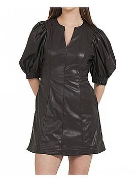 Stellah Vegan Leather Dress in Chocolate (view 2)