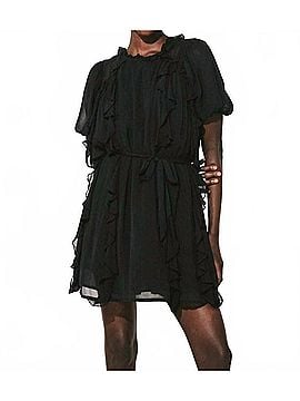 Cleobella Wallis Solid Chiffon Mini Dress in Black (view 2)