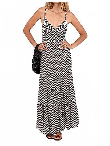Sundress Ditta Maxi Dress in Black/ White (view 2)