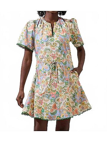 Sugarlips Zamara Floral Bouse Shift Mini Dress in Cream-Yellow-Multi (view 2)