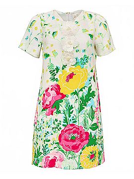 Lilly Pulitzer Edita Short Sleeve Dress in Multi Poppy Party Engineered Woven Shift (view 1)