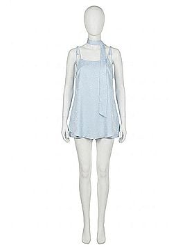 Endless Rose Spaghetti Tie Romper Dress in Ice Blue (view 1)