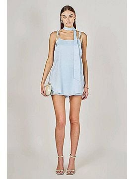 Endless Rose Spaghetti Tie Romper Dress in Ice Blue (view 2)