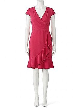 London Times Ruffled Draped Skirt Sheath Dress in Cherry (view 1)