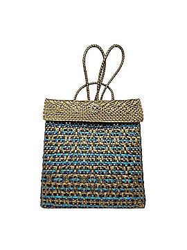 Lolas Collection Women's Medium Woven Backpack in Gold/Blue (view 1)