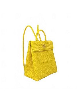 Lolas Collection Women's Medium Handmade Woven Backpack in Yellow (view 2)