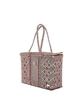 Lolas Collection Women's Signature Handmade Travel Case Bag in Burgundy/Beige (view 2)