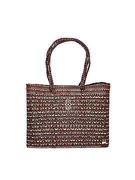 Lolas Collection Women's Travel Woven Tote Bag With Clutch in Burgundy/Green (view 1)