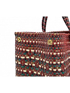 Lolas Collection Women's Travel Woven Tote Bag With Clutch in Burgundy/Green (view 2)