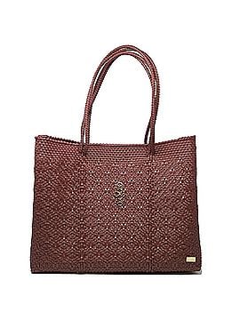 Lolas Collection Women's Travel Woven Tote Bag With Clutch in Burgundy (view 1)