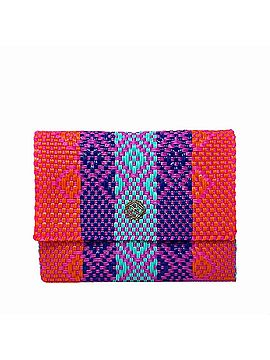 Lolas Collection Women's Colorful Woven Long Braided Strap Crossbody Bag in Orange Multi (view 1)