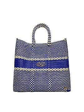 Lolas Collection Women's Medium Woven Regular Strap Tote Bag in Blue/Beige (view 1)