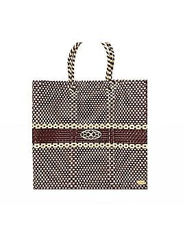 Lolas Collection Women's Medium Woven Stripe Regular Strap Tote Bag in Burgundy/Beige (view 1)