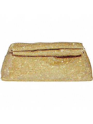 Steve Madden Akila Crystal Mesh Foldover Clutch in Gold Rhinestones (view 1)