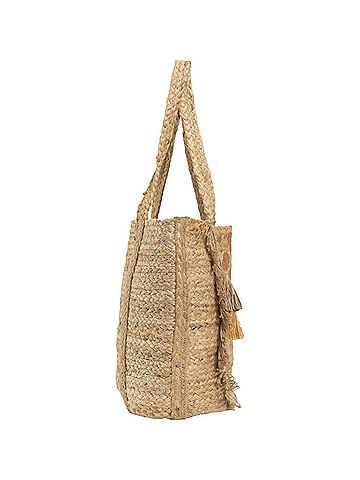 Magid Women's Metallic Leopard Print Jute Tote Bag in Natural/Gold (view 2)