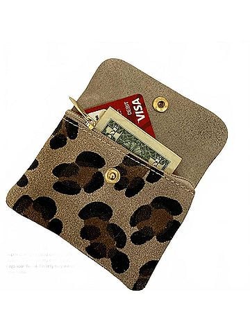 MADE IN ITALY Women's Genuine Leather Wallet 4.25" X 3.25" X 0.5" in Animal Print (view 1)