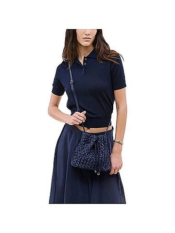 Naghedi Gramercy Medium Bucket Double Weave Bag in Indigo (view 2)